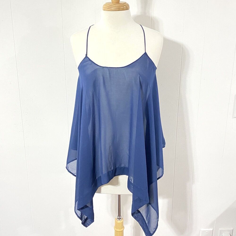 BKEred Women's TOTALLY SHEER Swing BLUE Top Hankie SMALL Racerback Tank